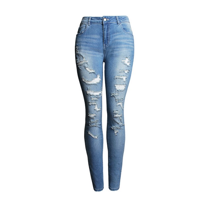 Kylie Jenner High Waisted Ripped Stretch Jeans. Free Shipping Worldwide